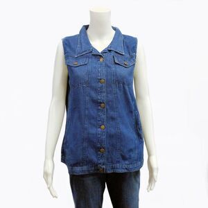 The Skyline Collection Sleeveless Denim Vest in Blue, Medium